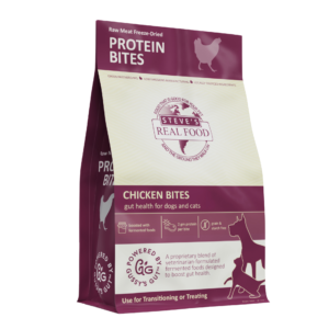 Front and side of bag of Chicken Protein Bites