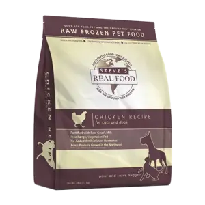 Front of bag of Raw Frozen Pet Food Chicken Recipe