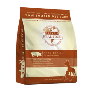 Front of bag of Raw Frozen Pet Food Pork recipe