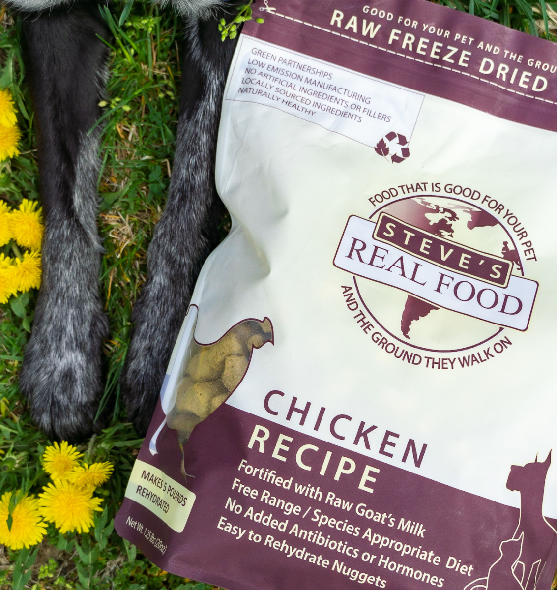Bag of Raw Freeze Dried Pet Food chicken recipe
