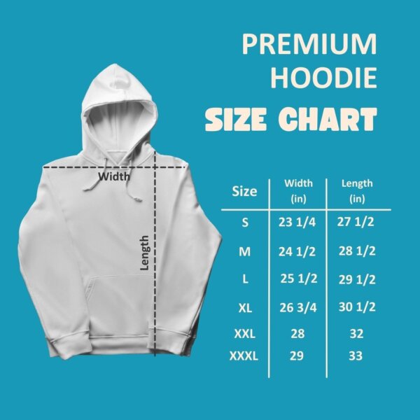 premium logo hoodie size chart