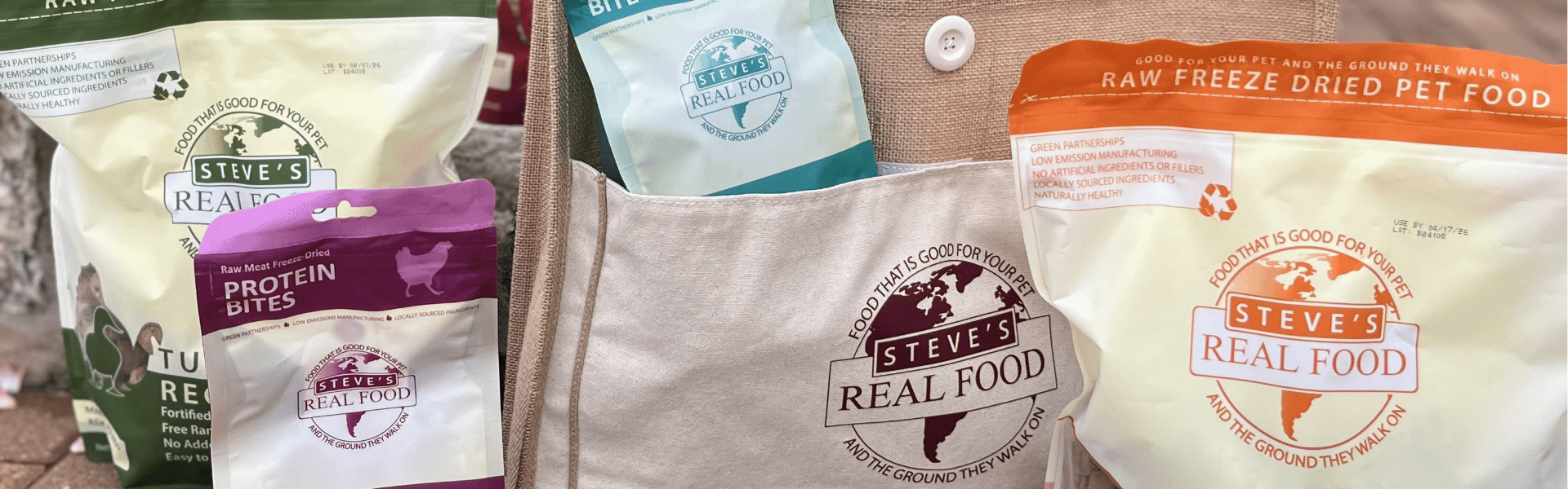bags of steve's real food pet products