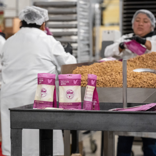 raw pet treats being manufactured